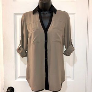 Express Tan and Black Blouse